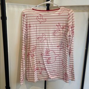 Boden pink and White breton Top